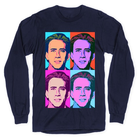 Nicholas Cage Pop Art Parody Longsleeve Tee