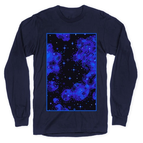 Pixelated Blue Nebula Longsleeve Tee