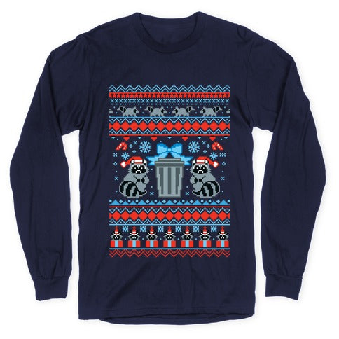 Raccoon Ugly Christmas Sweater Longsleeve Tee