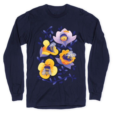 Sleepy Bumble Bee Butts Floral Longsleeve Tee