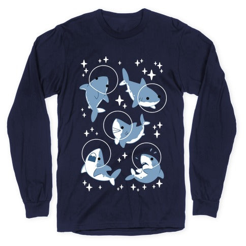Space Shark Pattern Longsleeve Tee
