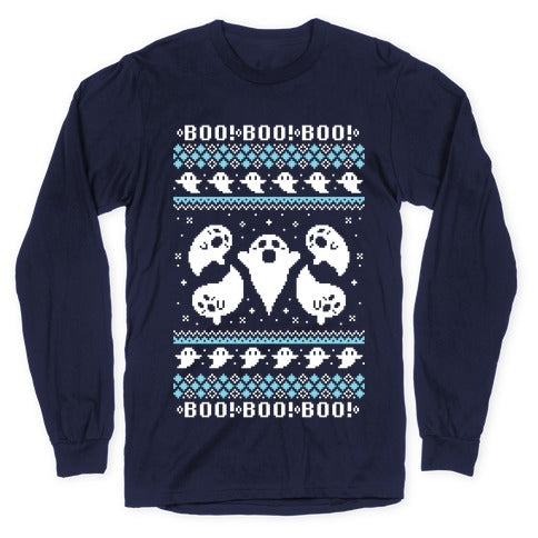 Spooky Ghosts Ugly Sweater Longsleeve Tee