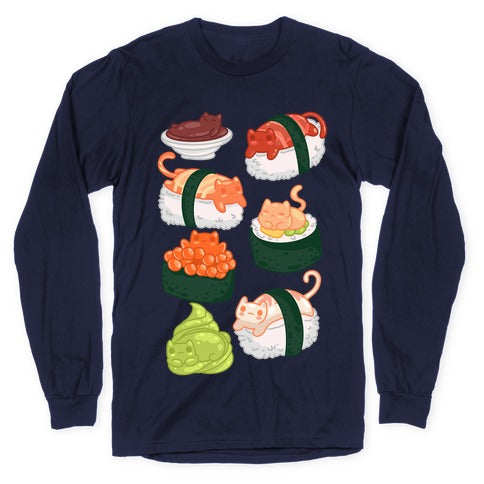 Sushi Cats Pattern Longsleeve Tee