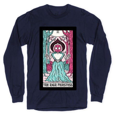 The High Priestess Flatwoods Monster Tarot Card Parody White Print Longsleeve Tee
