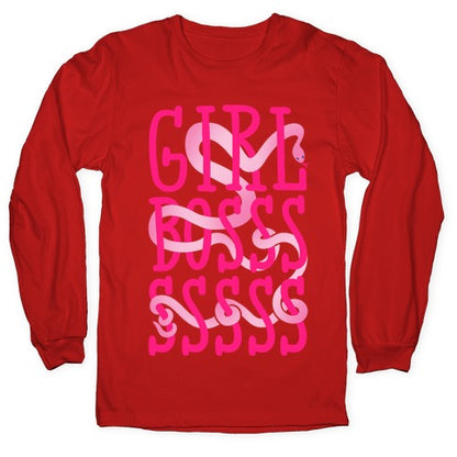 Girl Boss Snake Parody White Print Longsleeve Tee