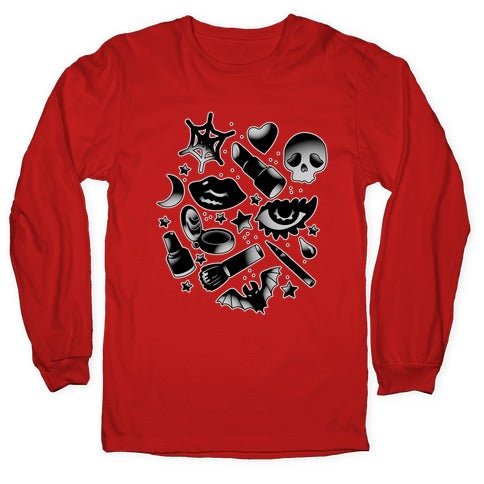 Goth Makeup Pattern Longsleeve Tee