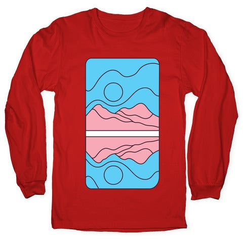 Groovy Pride Flag Landscapes: Trans Flag Longsleeve Tee