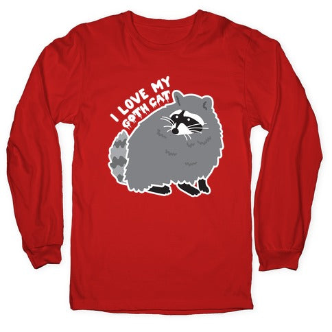 I Love My Goth Cat Raccoon Longsleeve Tee