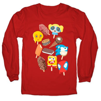 Ice Cream Truck Treats Pattern Longsleeve Tee