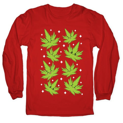 Kawaii Weed Leaves Longsleeve Tee