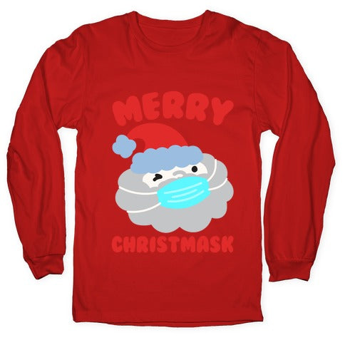Merry Christmask White Print Longsleeve Tee