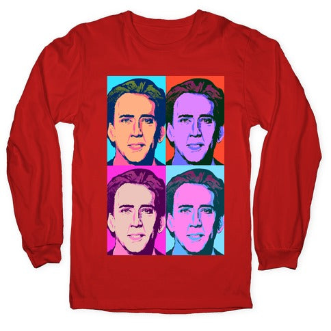 Nicholas Cage Pop Art Parody Longsleeve Tee