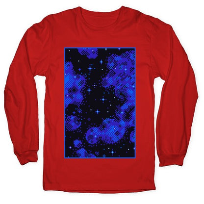 Pixelated Blue Nebula Longsleeve Tee