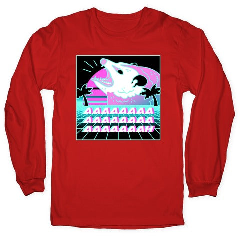 Screaming Retrowave Possum Longsleeve Tee