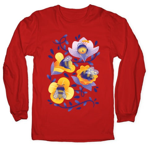 Sleepy Bumble Bee Butts Floral Longsleeve Tee