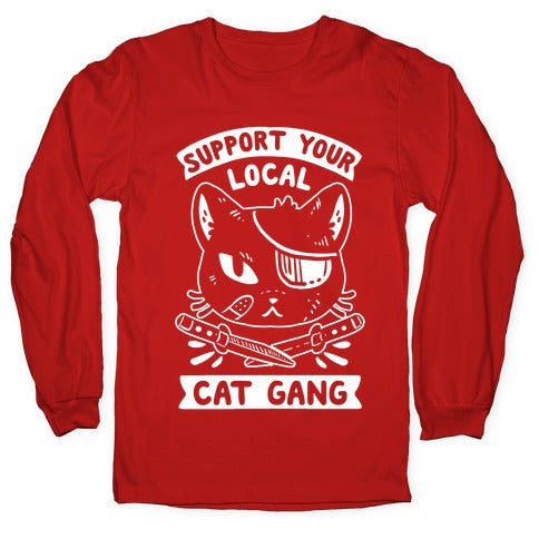 Support Your Local Cat Gang Longsleeve Tee