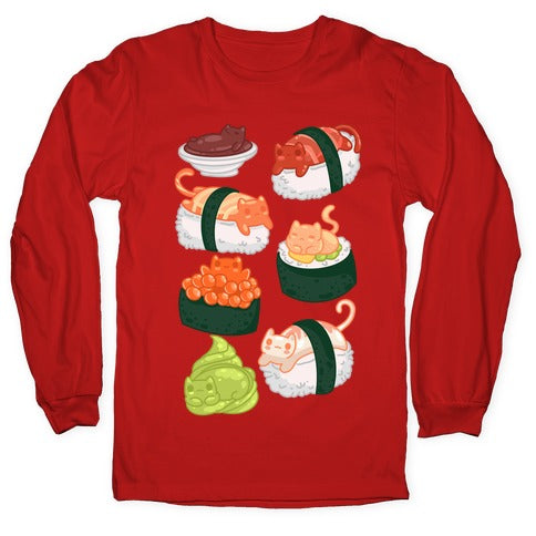 Sushi Cats Pattern Longsleeve Tee