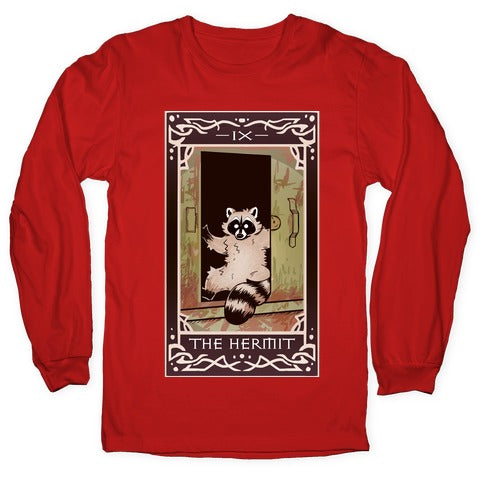The Hermit Raccoon Tarot Card Longsleeve Tee