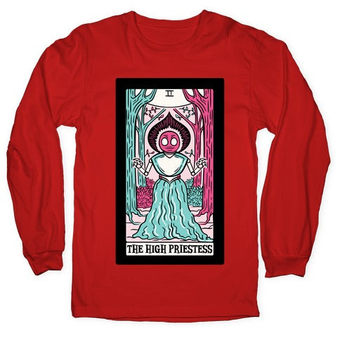The High Priestess Flatwoods Monster Tarot Card Parody White Print Longsleeve Tee