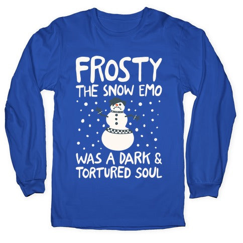 Frosty The Snow Emo Parody White Print Longsleeve Tee