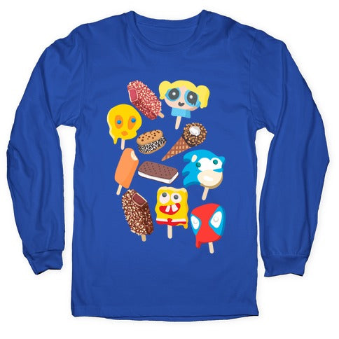 Ice Cream Truck Treats Pattern Longsleeve Tee