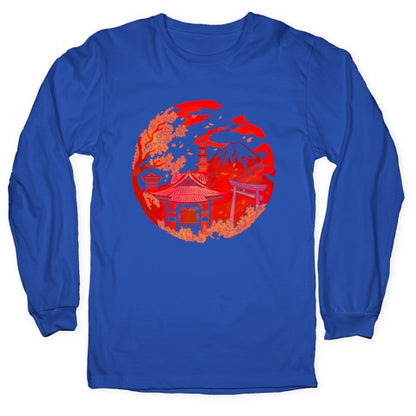 Japan's Mount Fuji and Shinto Shrines Inside the Rising Sun Longsleeve Tee