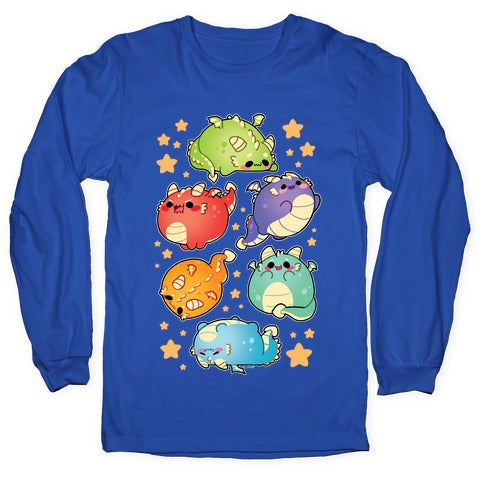 Kawaii Dragons Pattern Longsleeve Tee