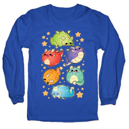 Kawaii Dragons Pattern Longsleeve Tee