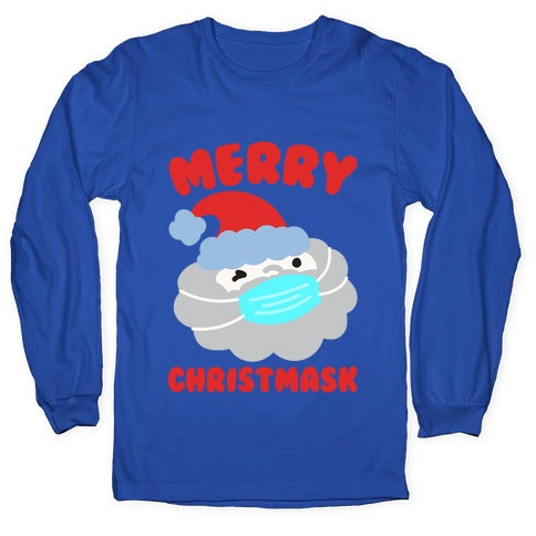 Merry Christmask White Print Longsleeve Tee