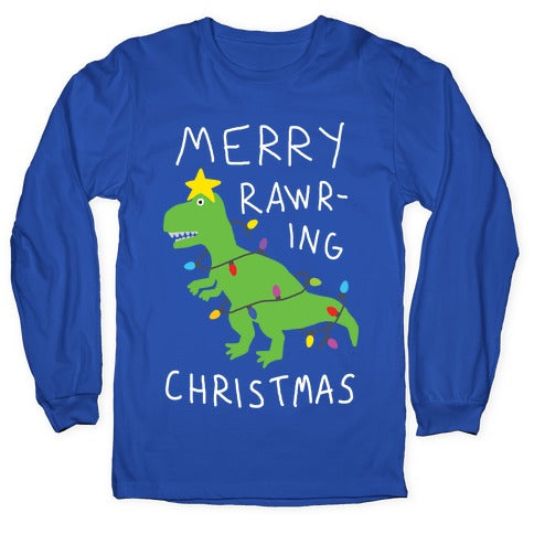 Merry Rawring Christmas Dinosaur Longsleeve Tee