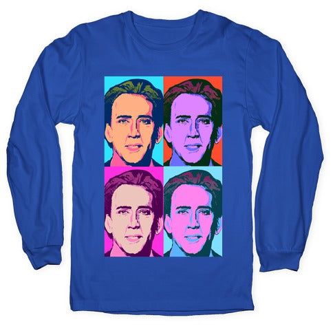 Nicholas Cage Pop Art Parody Longsleeve Tee