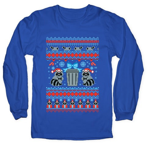 Raccoon Ugly Christmas Sweater Longsleeve Tee