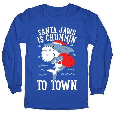 Santa Jaws Is Chummin' To Town Longsleeve Tee