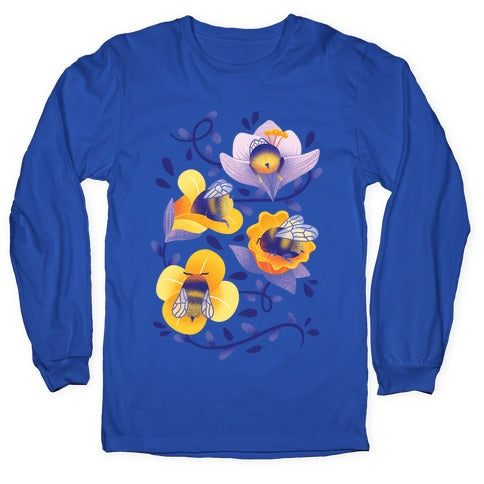 Sleepy Bumble Bee Butts Floral Longsleeve Tee