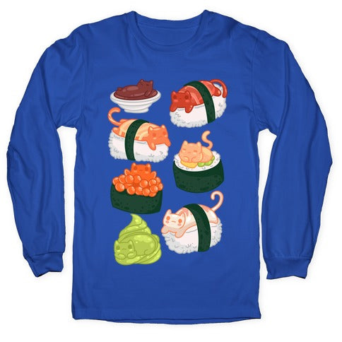 Sushi Cats Pattern Longsleeve Tee
