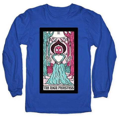 The High Priestess Flatwoods Monster Tarot Card Parody White Print Longsleeve Tee