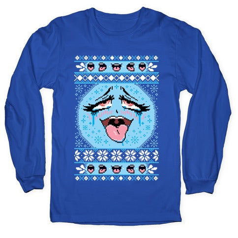 Ugly Ahegao Christmas Sweater Longsleeve Tee