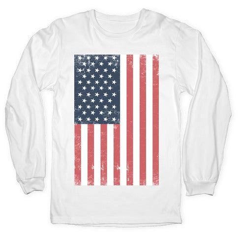 American Flag Distressed Longsleeve Tee