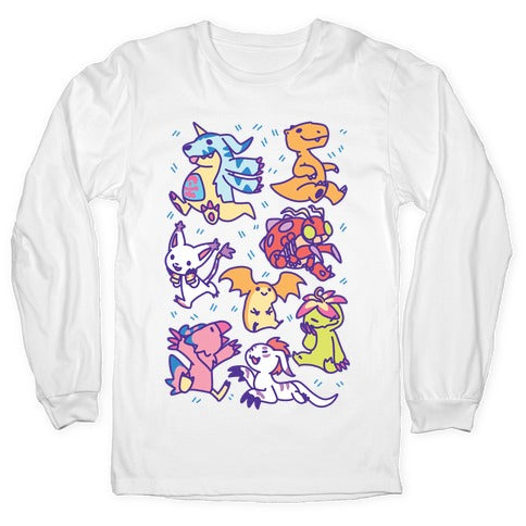 Digital Monsters Pattern Longsleeve Tee