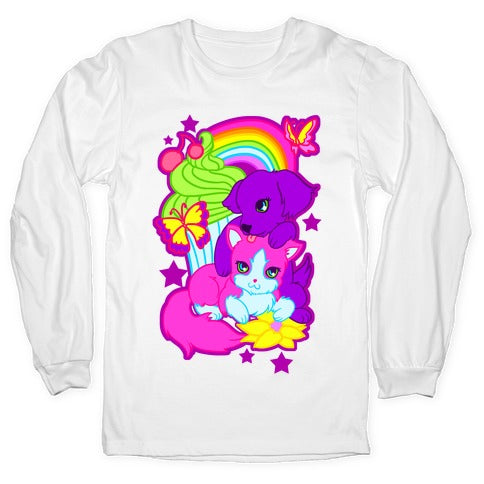 Double Trouble Rainbow Kitty & Puppy Longsleeve Tee
