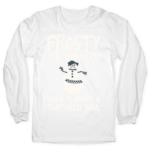 Frosty The Snow Emo Parody White Print Longsleeve Tee