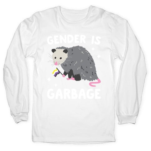 Gender Is Garbage Non-binary Opossum Longsleeve Tee