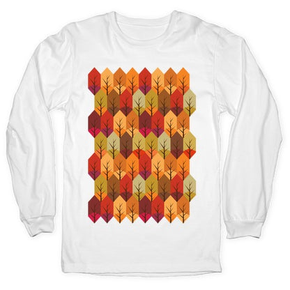 Geometric Fall Leaf Pattern Longsleeve Tee