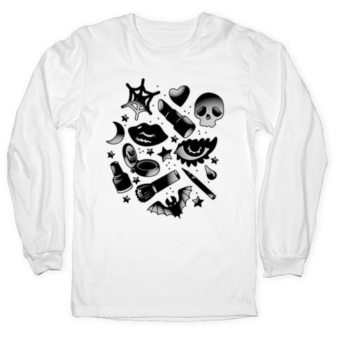 Goth Makeup Pattern Longsleeve Tee