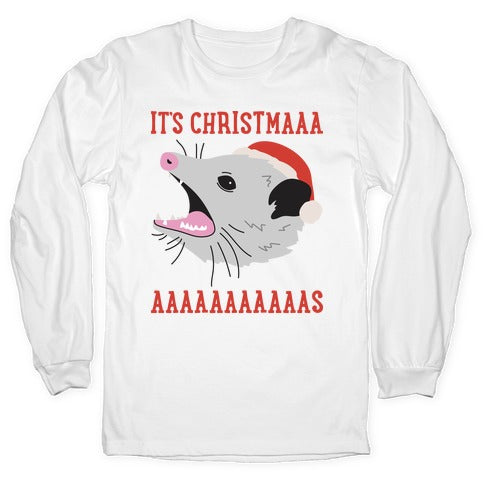 It's Christmas Screaming Opossum Longsleeve Tee
