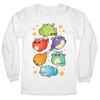 Kawaii Dragons Pattern Longsleeve Tee