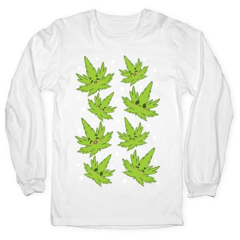 Kawaii Weed Leaves Longsleeve Tee
