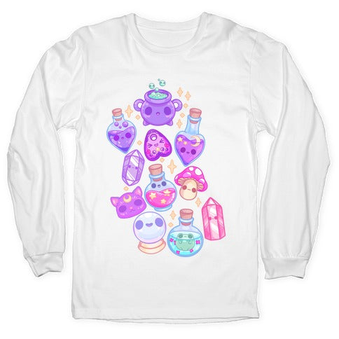 Kawaii Witchy Pattern Longsleeve Tee