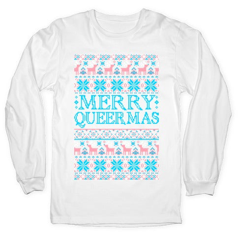 Merry Queermas Trans Pride Christmas Sweater Longsleeve Tee