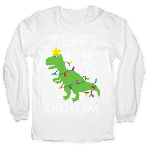 Merry Rawring Christmas Dinosaur Longsleeve Tee
